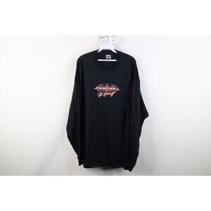 Vintage Y2K Mens XL Spell Out Batman John Hall Racing Long Sleeve T-Shirt Black